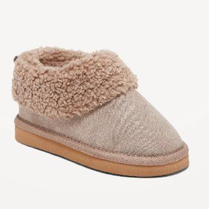 Old Navy Faux-Suede Sherpa-Cuff Booties for Toddler Girls - Never Worn